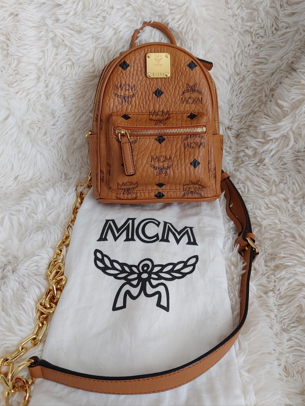 MCM Viesto Monogram Canvas Leather Convertible Bag